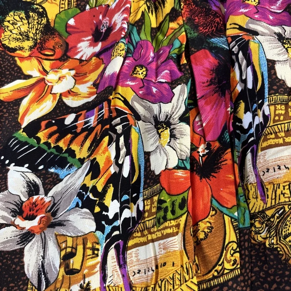 New Vintage Carole Little Skirt Women's 16 Sarong Bright Tropical Floral Beach